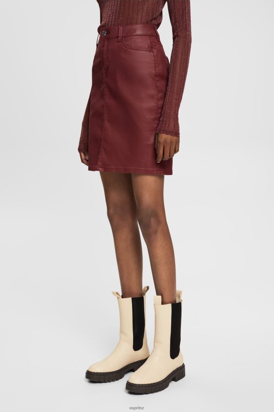 Women Esprit Bordeaux Red Leather effect midi skirt Skirts XF4444444 - Image 1