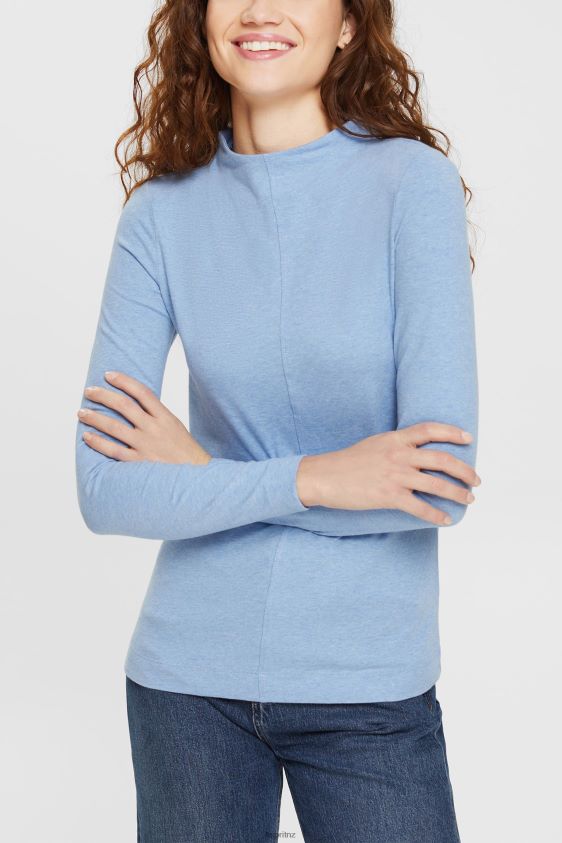 Women Esprit Bright Blue Boat neck long sleeve top Long Sleeve XF4444367 - Image 1
