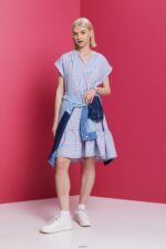 Women Esprit Bright Blue Striped dress, 100% cotton Dresses XF444471 - Image 2
