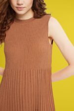 Women Esprit Brown Pleated fit and flare dress Dresses XF4444382 - Image 3
