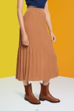 Women Esprit Brown Pleated midi skirt Skirts XF4444482