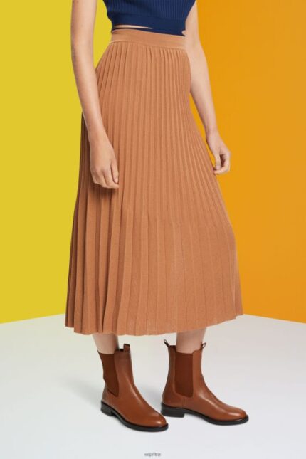 Women Esprit Brown Pleated midi skirt Skirts XF4444482