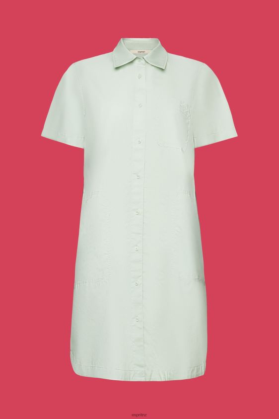 Women Esprit Citrus Green Mini shirt dress, 100% cotton Dresses XF444465 - Image 5