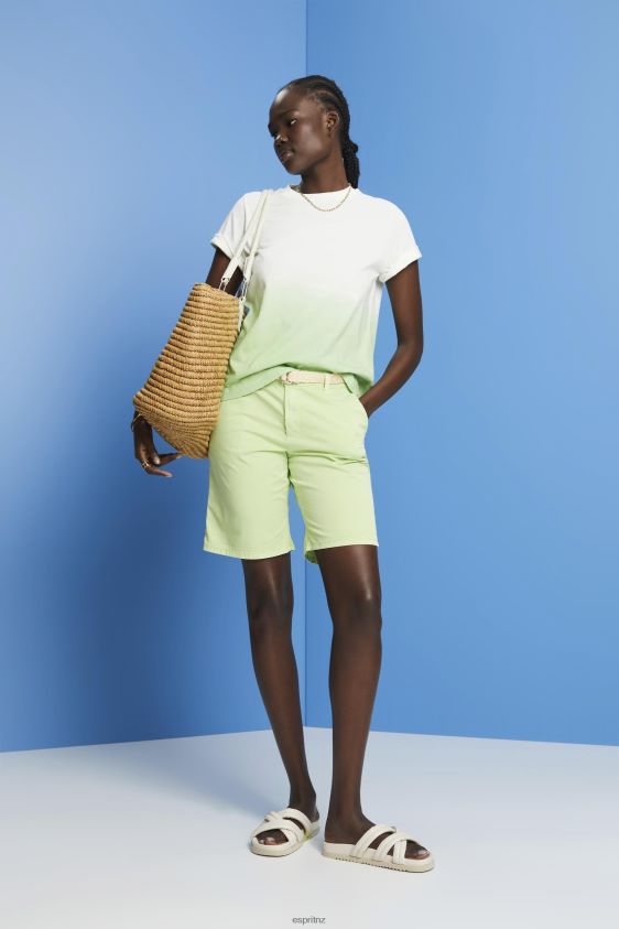 Women Esprit Citrus Green Shorts with braided raffia belt Shorts XF4444263 - Image 2