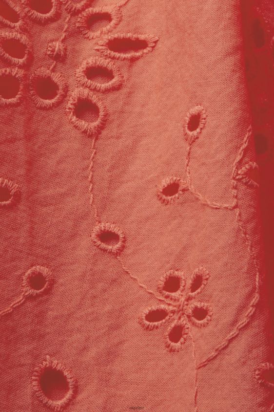 Women Esprit Coral Orange Cotton lace dress Dresses XF4444192 - Image 4