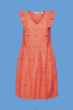 Women Esprit Coral Orange Cotton lace dress Dresses XF4444192 - Image 5