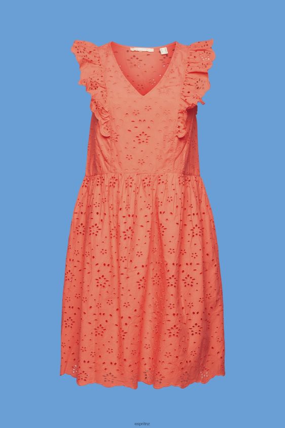 Women Esprit Coral Orange Cotton lace dress Dresses XF4444192 - Image 5