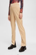 Women Esprit Cream Beige High-rise split hem trousers Trousers & Pants XF4444326