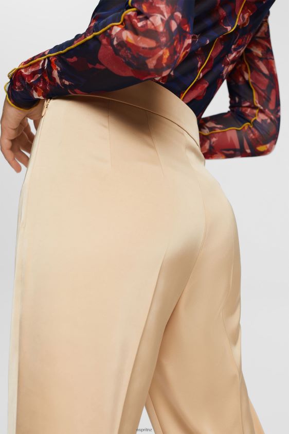 Women Esprit Cream Beige High-rise split hem trousers Trousers & Pants XF4444326 - Image 3