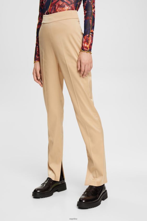 Women Esprit Cream Beige High-rise split hem trousers Trousers & Pants XF4444326 - Image 1