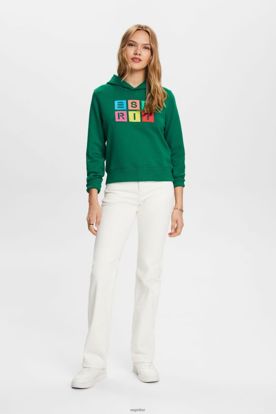 Women Esprit Dark Green Embroidered logo hoodie, organic cotton Sweatshirts & Hoodies XF444410 - Image 2