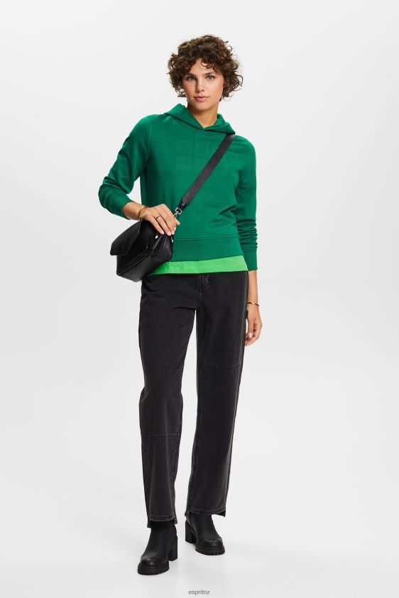 Women Esprit Dark Green Embroidered logo hoodie, organic cotton Sweatshirts & Hoodies XF44448 - Image 2