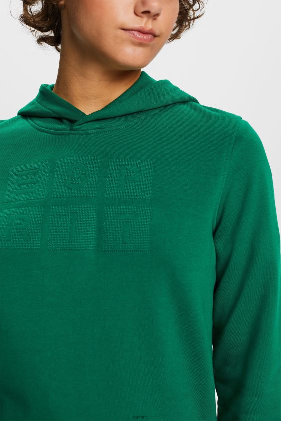 Women Esprit Dark Green Embroidered logo hoodie, organic cotton Sweatshirts & Hoodies XF44448 - Image 3