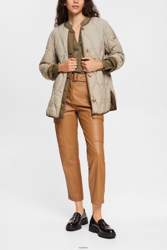 Women Esprit Dark Khaki V-neck blouse, LENZING ECOVERO Blouses XF4444555 - Image 2