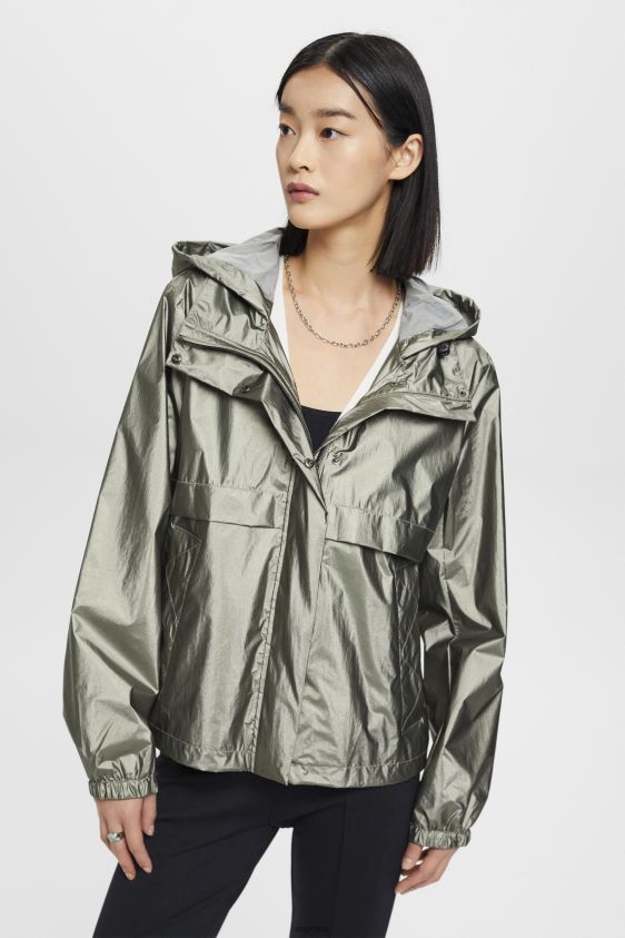 Women Esprit Dark Teal Green Metallic sheen jacket with a hood Jackets XF4444267 - Image 1