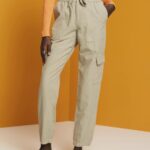 Women Esprit Dusty Green Mixed fabric cargo trousers with TENCEL Trousers & Pants XF4444265