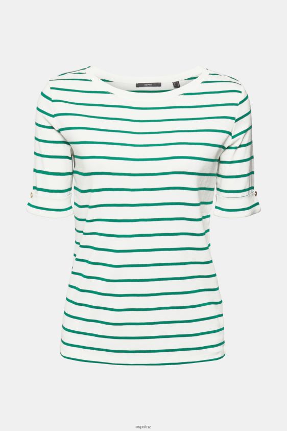 Women Esprit Emerald Green Fashion stripe t-shirt T-Shirts XF4444519 - Image 5