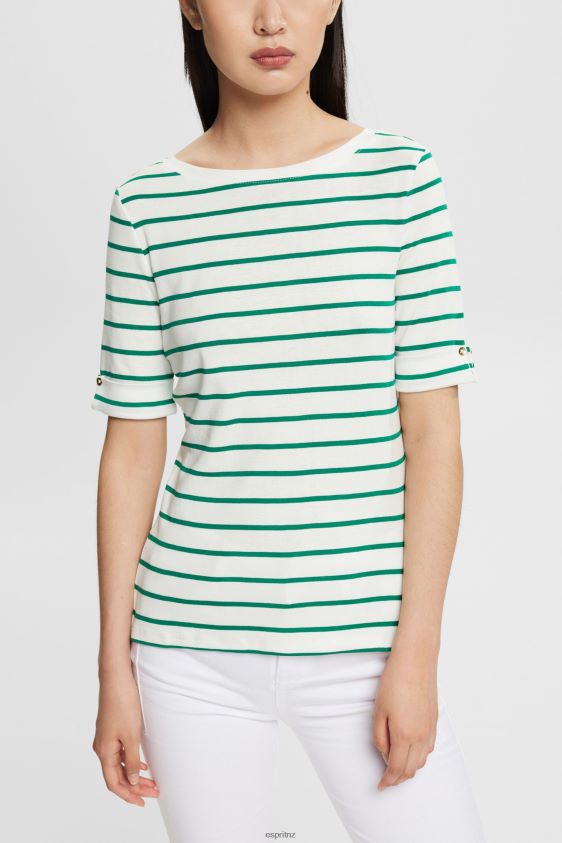 Women Esprit Emerald Green Fashion stripe t-shirt T-Shirts XF4444519 - Image 1