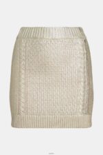 Women Esprit Gold Metallic cable knit mini skirt Skirts XF4444360 - Image 4