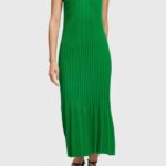 Women Esprit Green Pleated strap dress Dresses XF4444387