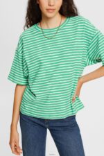 Women Esprit Green Striped T-shirt T-Shirts XF4444373 - Image 2