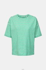 Women Esprit Green Striped T-shirt T-Shirts XF4444373 - Image 7