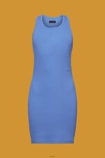 Women Esprit Grey Blue Ribbed jersey dress Dresses XF4444287 - Image 5