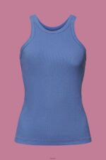 Women Esprit Grey Blue Ribbed tank top Tank XF4444284 - Image 5