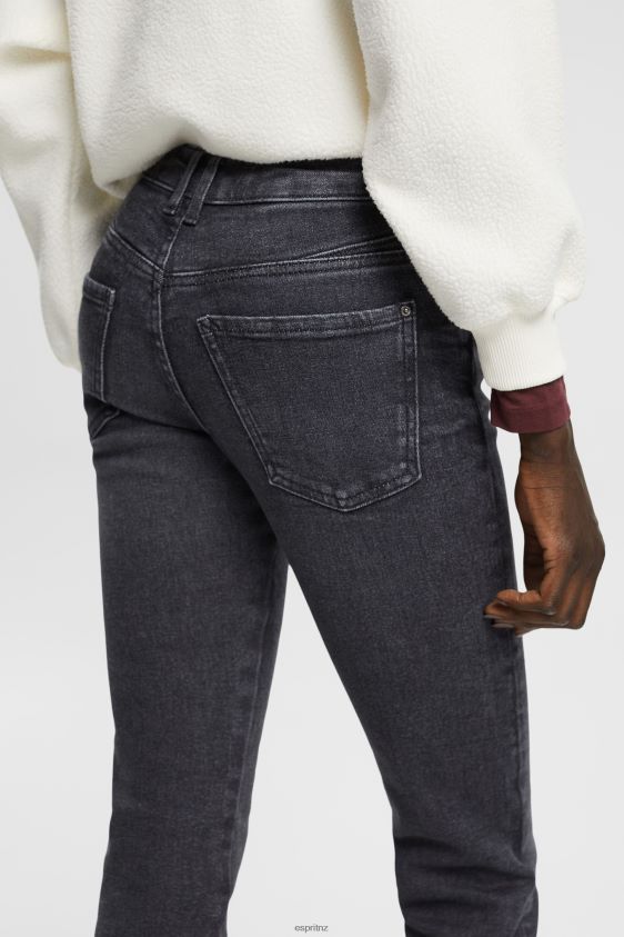 Women Esprit Grey Dark Wash High-rise straight leg stretch jeans Denim XF4444328 - Image 3
