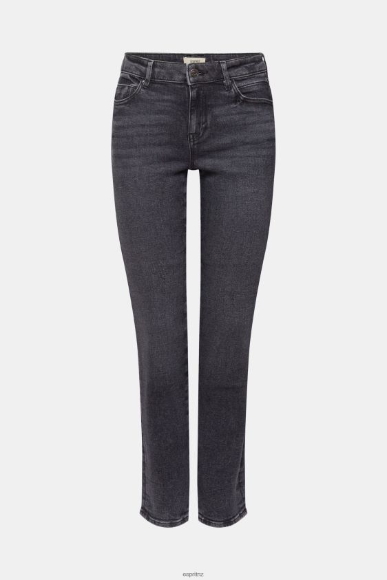Women Esprit Grey Dark Wash High-rise straight leg stretch jeans Denim XF4444328 - Image 5
