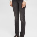 Women Esprit Grey Dark Wash Mid-rise slim fit stretch jeans, Dual Max Denim XF4444398