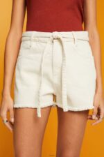 Women Esprit Ice High Rise Tie Waist Denim Shorts Shorts XF444456 - Image 3