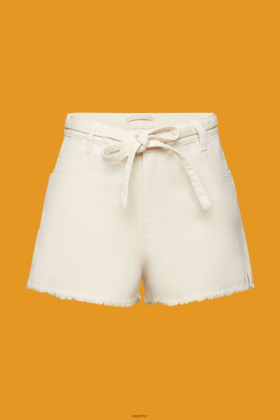 Women Esprit Ice High Rise Tie Waist Denim Shorts Shorts XF444456 - Image 5