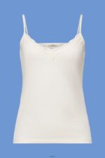 Women Esprit Ice Jersey top with lace trim Top XF4444140 - Image 5