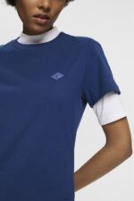 Women Esprit Ink Cotton T-shirt with embroidered logo T-Shirts XF4444150 - Image 3