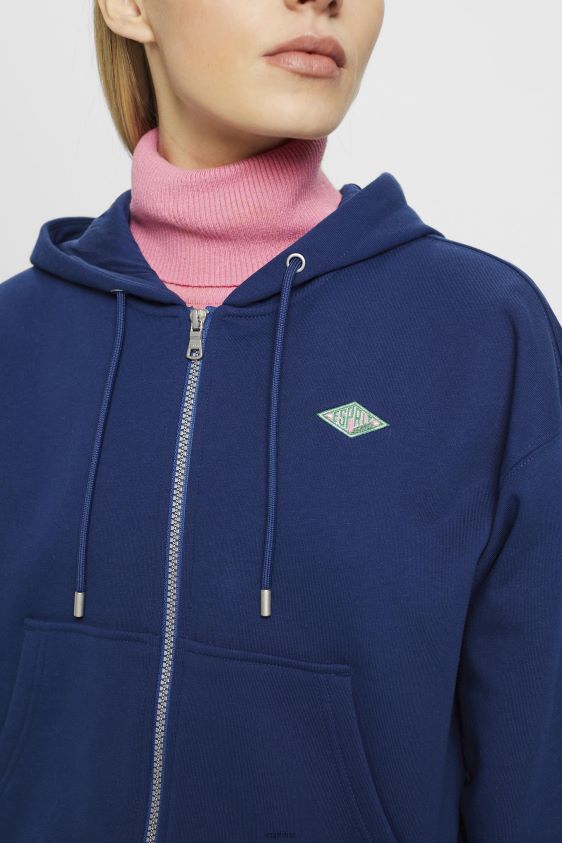 Women Esprit Ink Cropped zip hoodie with logo print on the back Sweatshirts & Hoodies XF4444165 - Image 3