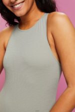 Women Esprit Khaki Green Cross Back Textured Swimsuit Swim XF444479 - Image 3