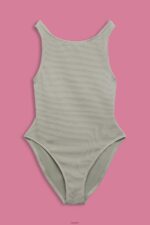 Women Esprit Khaki Green Cross Back Textured Swimsuit Swim XF444479 - Image 4