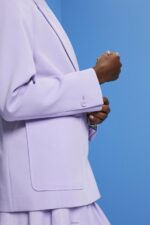 Women Esprit Lavender Double-breasted blazer Coats XF4444256 - Image 3