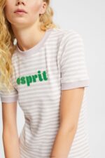 Women Esprit Lavender Striped logo t-shirt T-Shirts XF4444538 - Image 3