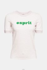 Women Esprit Lavender Striped logo t-shirt T-Shirts XF4444538 - Image 5