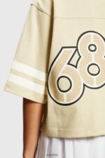 Women Esprit Light Beige Cropped varsity logo rugby tee T-Shirts XF4444412 - Image 3