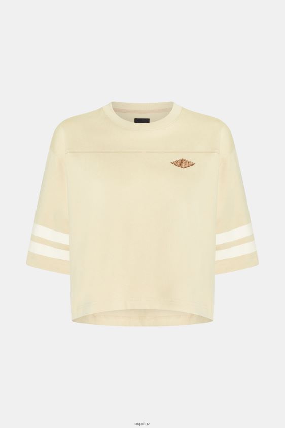 Women Esprit Light Beige Cropped varsity logo rugby tee T-Shirts XF4444412 - Image 4