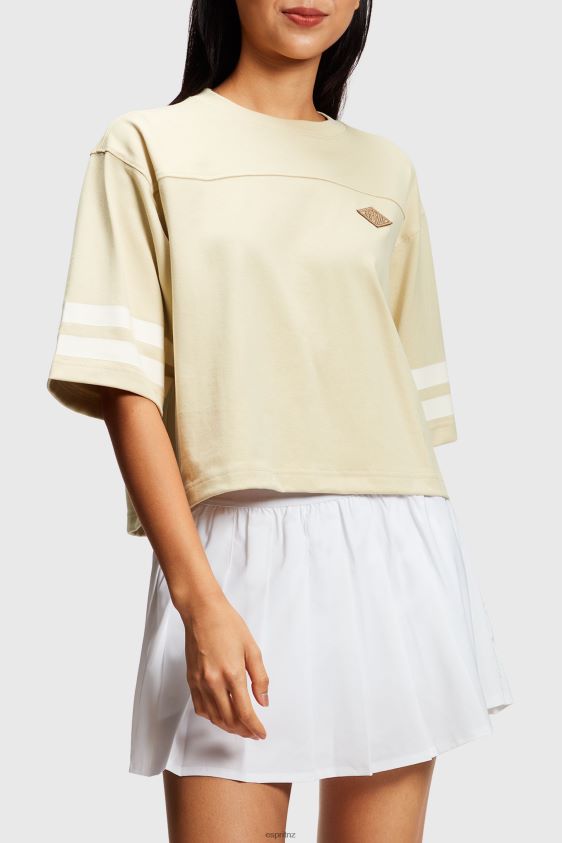 Women Esprit Light Beige Cropped varsity logo rugby tee T-Shirts XF4444412 - Image 1