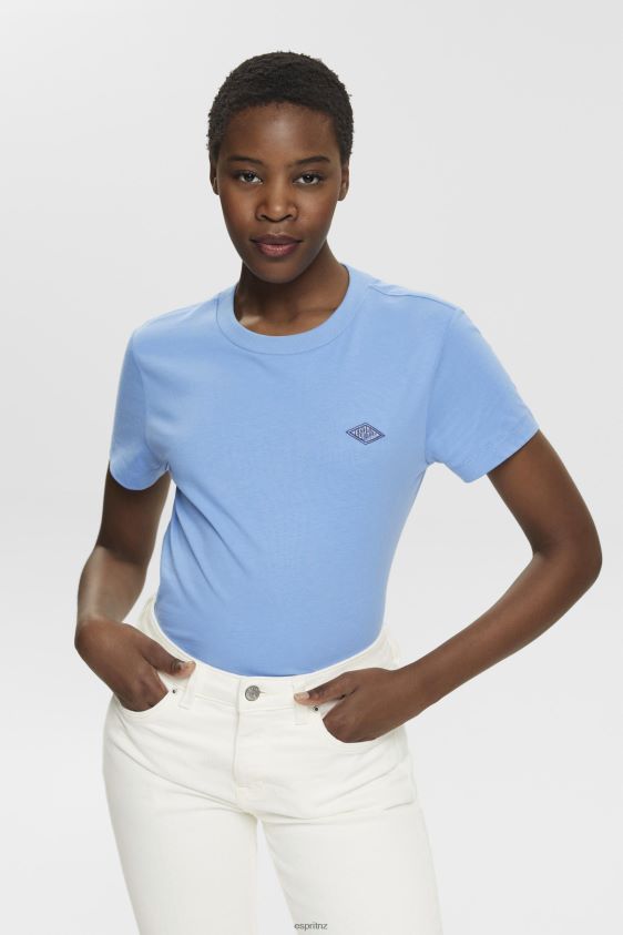 women_esprit_light_blue_lavender_cotton_t_shirt_with_embroidered_logo_t_shirts_xf4444151.jpg Women Esprit Light Blue Lavender Cotton T-shirt with embroidered logo T-Shirts XF4444151 - Image 1
