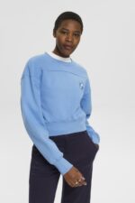 Women Esprit Light Blue Lavender Cropped sweatshirt Sweatshirts & Hoodies XF4444156