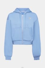 Women Esprit Light Blue Lavender Cropped zip hoodie with logo print on the back Sweatshirts & Hoodies XF4444166 - Image 5
