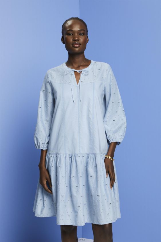 Women Esprit Light Blue Lavender Embroidered dress, 100% cotton Dresses XF4444187 - Image 1