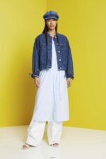 Women Esprit Light Blue Midi shirt dress with a tie belt, cotton blend Dresses XF4444236 - Image 2