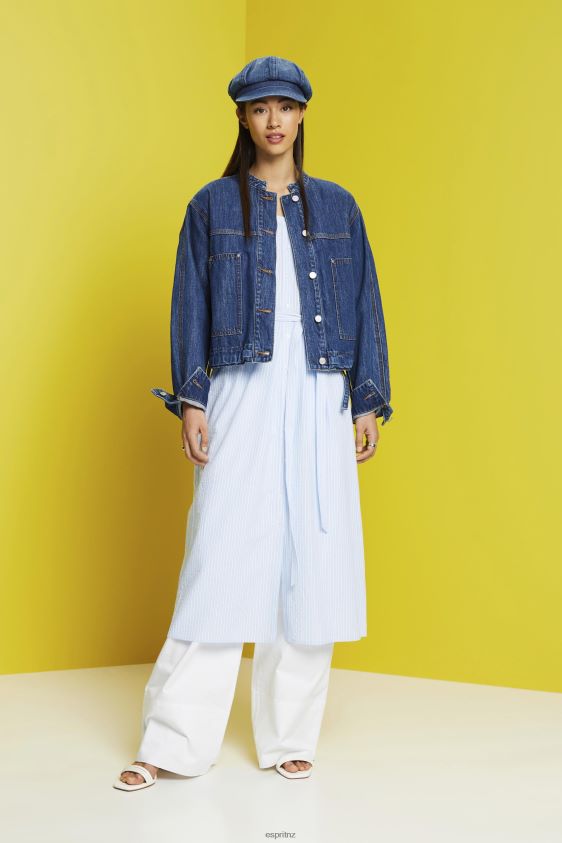 Women Esprit Light Blue Midi shirt dress with a tie belt, cotton blend Dresses XF4444236 - Image 2